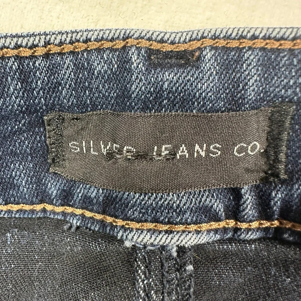 Silver Jeans Avery Skinny Denim Sz 32x29 Dark Faded Wash Indigo Stretch Mid Rise